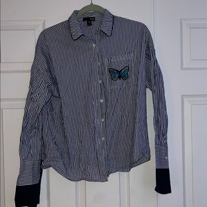 aqua Long Sleeve Multicolored Button Down Shirt